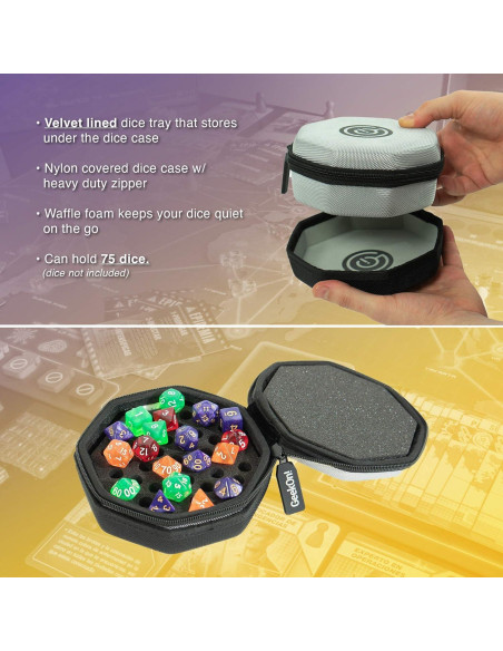GeekOn Funda Acolchada para Dados y Bandeja de Fieltro - Gris