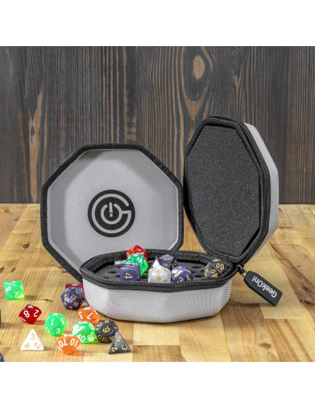 GeekOn Funda Acolchada para Dados y Bandeja de Fieltro - Gris