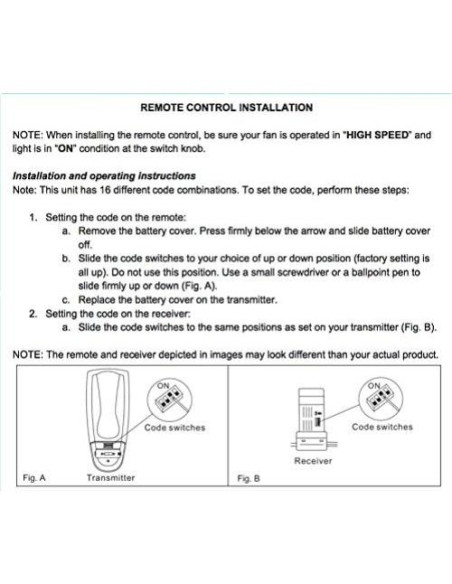 Control Remoto Anderic FAN51T para Ventiladores de Techo