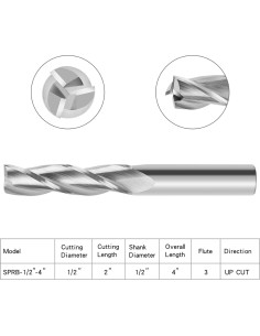 Fresa Espiral Upcut EANOSIC 1/2" 5,08cm Carburo 4" 2