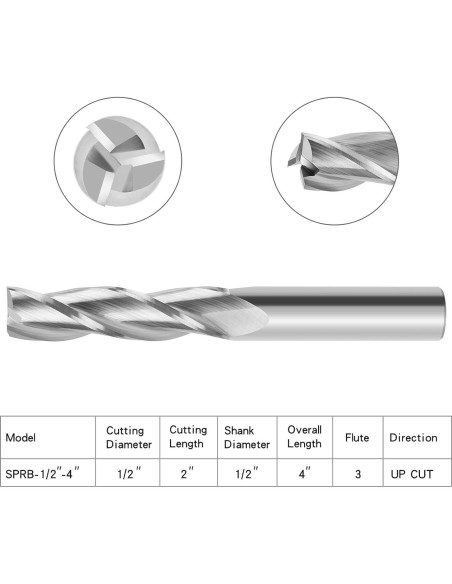 Fresa Espiral Upcut EANOSIC 1/2" 5,08cm Carburo 4"