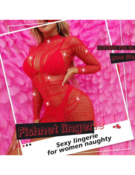 Conjunto de Lencería Sexy para Mujeres - Body Teddy Rojo