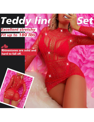 Conjunto de Lencería Sexy para Mujeres - Body Teddy Rojo