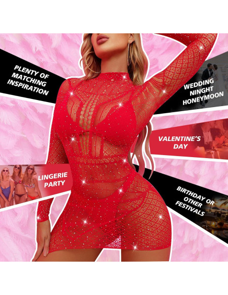 Conjunto de Lencería Sexy para Mujeres - Body Teddy Rojo