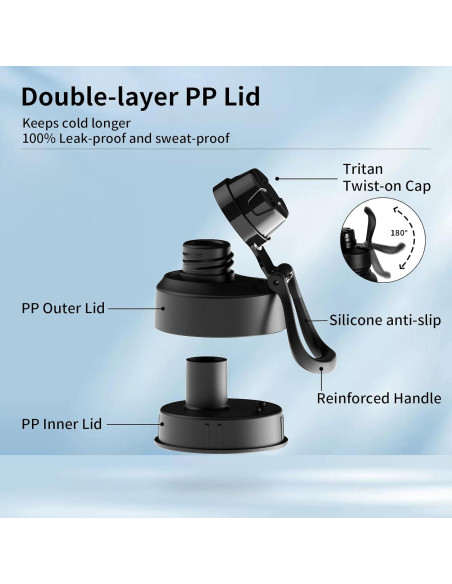 Botella Aislada TOOFEL 1L Acero Inoxidable Negro