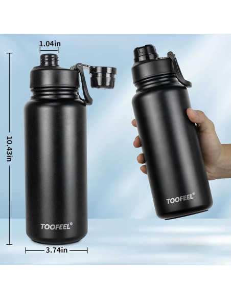 Botella Aislada TOOFEL 1L Acero Inoxidable Negro