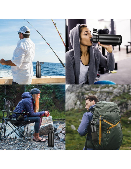 Botella Aislada TOOFEL 1L Acero Inoxidable Negro