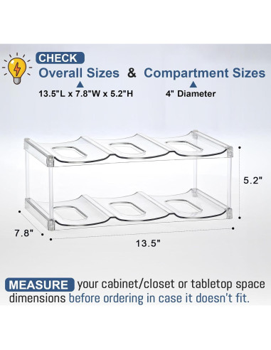 Organizador de Botellas Apilable LANDNEOO - 2 Niveles, 6 Botellas