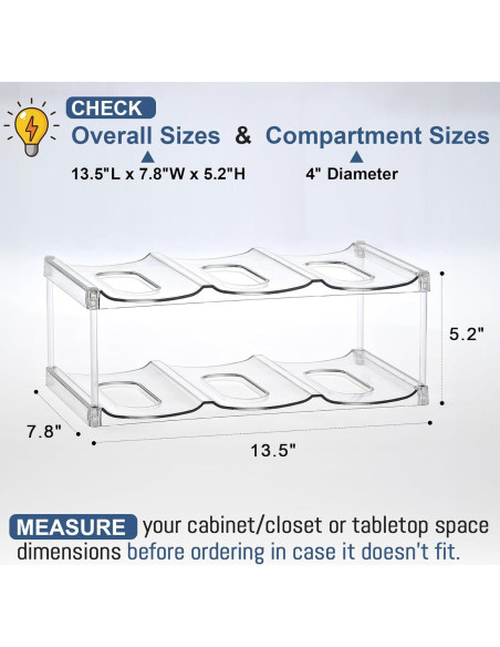 Organizador de Botellas Apilable LANDNEOO - 2 Niveles, 6 Botellas