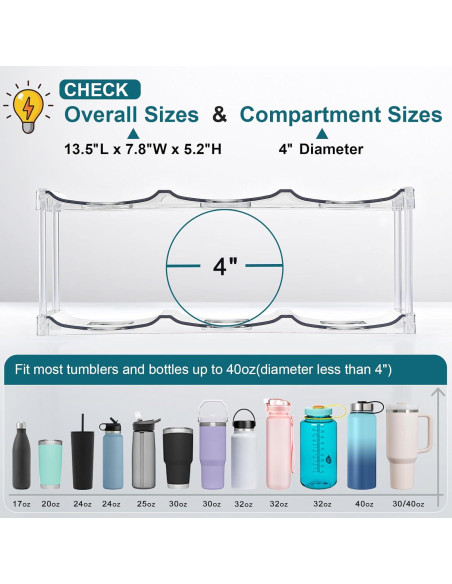 Organizador de Botellas Apilable LANDNEOO - 2 Niveles, 6 Botellas