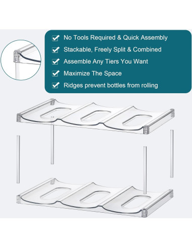 Organizador de Botellas Apilable LANDNEOO - 2 Niveles, 6 Botellas