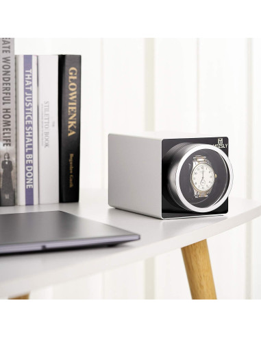 MOZSLY Reloj Winder Individual para Relojes Automáticos Plata