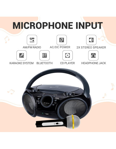 Karaoke Portátil SingingWood NP030AB-GK, Bluetooth y CD
