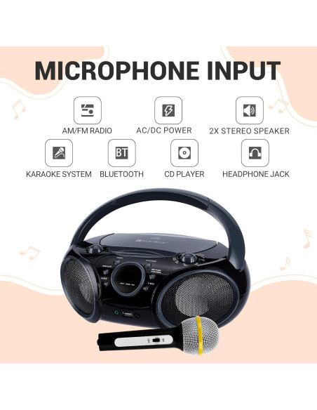 Karaoke Portátil SingingWood NP030AB-GK, Bluetooth y CD