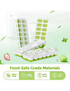 Bandejas de Hielo DOQAUS 4 Piezas Silicona Flexible 2