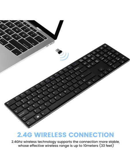 Teclado Inalámbrico TIETI K01R Slim 2.4G con Numérico