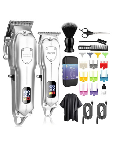 Karrte Kit Cortadoras de Cabello Inalámbrico Plata 8 Peines