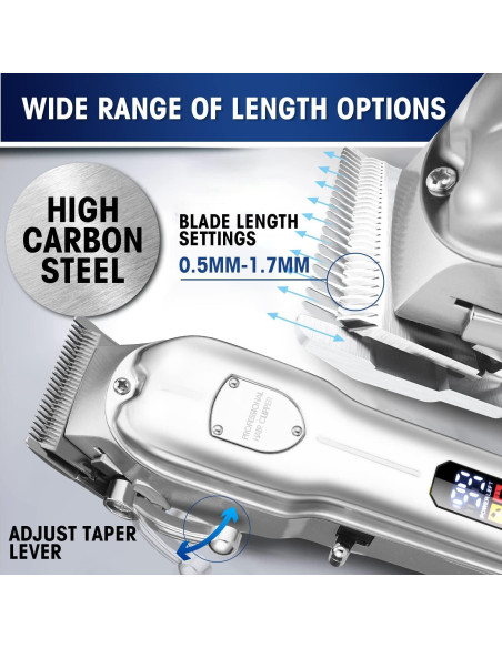 Karrte Kit Cortadoras de Cabello Inalámbrico Plata 8 Peines