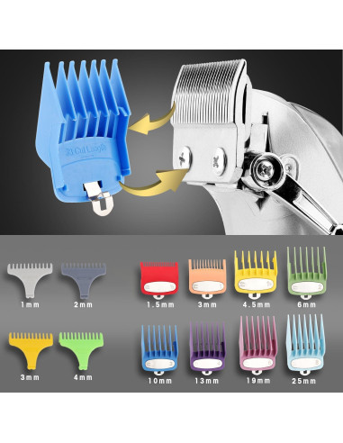 Karrte Kit Cortadoras de Cabello Inalámbrico Plata 8 Peines