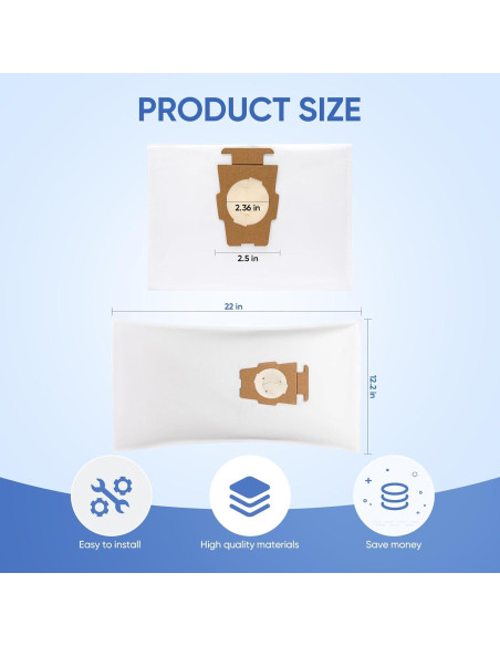 Paquete 12 Bolsas Vacío HEPA LBLVBNEWD 204814 para Aspiradora Paquete 12 Bolsas Vacío HEPA LBLVBNEWD 204814 para Aspiradora