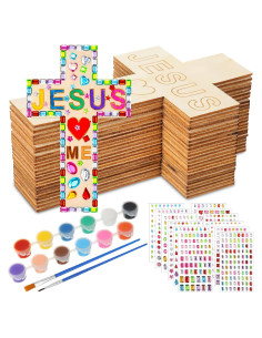 Kit Manualidades Cruces de Madera PullCrease 24 Piezas DIY