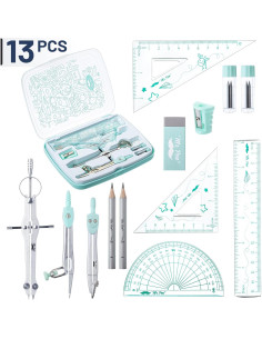 Juego de Geometría Mr. Pen 13 Piezas con Caja Verde 2