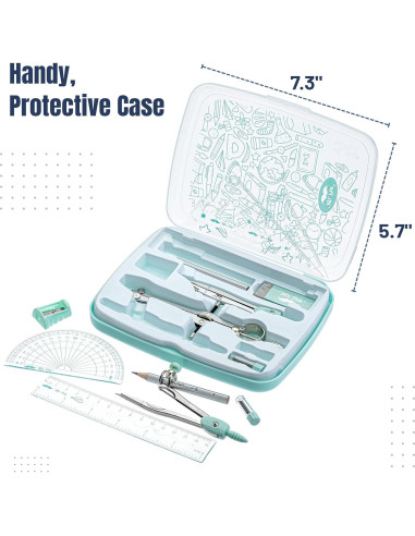 Juego de Geometría Mr. Pen 13 Piezas con Caja Verde