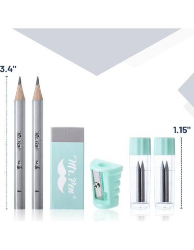 Juego de Geometría Mr. Pen 13 Piezas con Caja Verde