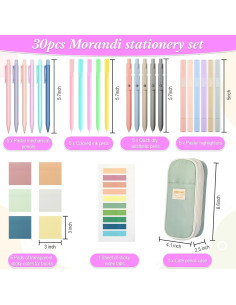 Lincia 30 Pcs Suministros Escolares Pastel Estuche Verde 2