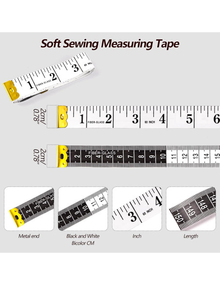 6 Paquetes Cinta Métrica Retráctil Zivcaer 150 cm Doble Cara