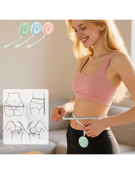 6 Paquetes Cinta Métrica Retráctil Zivcaer 150 cm Doble Cara