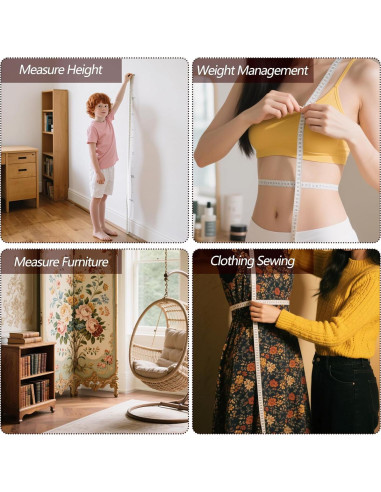 6 Paquetes Cinta Métrica Retráctil Zivcaer 150 cm Doble Cara