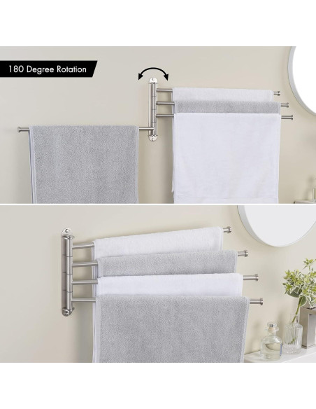 Barra de Toalla Giratoria KES 49.5 cm 4-Brazos Acero Inoxidable