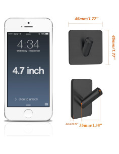 Ganchos Adhesivos Fotosnow 4 Piezas Acero Inoxidable Negro 2