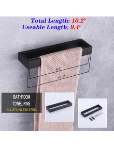 Soporte de Toalla GERZWY Acero Inoxidable Negro Moderno 2