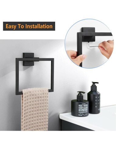 Anillo de Toalla 2 Piezas JOPOFI Acero Inoxidable Negro Mate