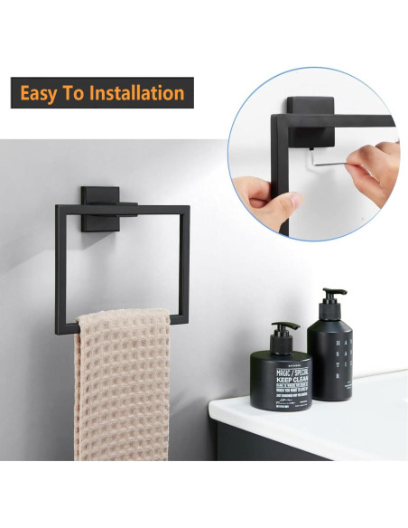 Anillo de Toalla 2 Piezas JOPOFI Acero Inoxidable Negro Mate