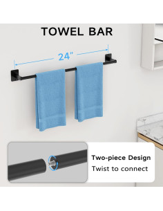 Juego de Accesorios de Baño KLJKPA 4 Piezas Negro Mate 2