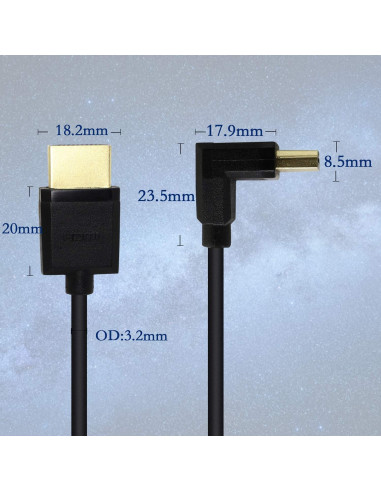 Cable HDMI Macho a Macho 15cm PNGKNYOCN 4K 60Hz Ángulo Recto