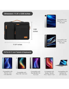 Funda MOSISO para Tableta 11" con 4 Bolsillos, Negra 2