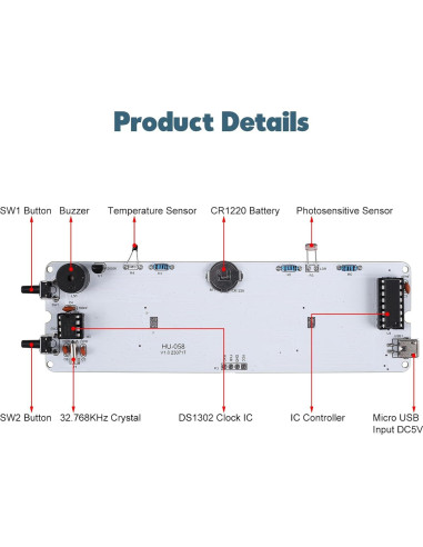 Kit de Soldadura DIY BANRIA Reloj Digital RGB 4 Dígitos