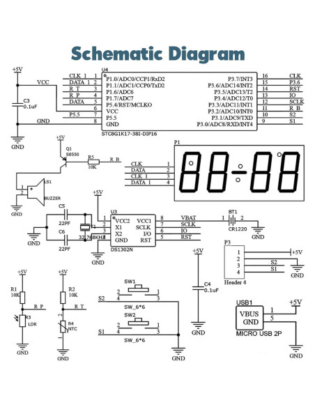 Kit de Soldadura DIY BANRIA Reloj Digital RGB 4 Dígitos
