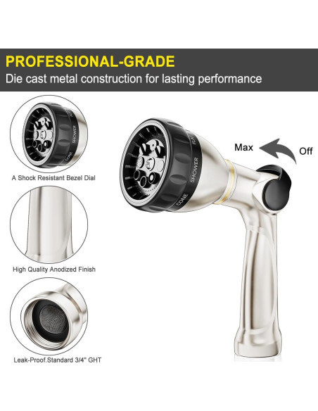 Boquilla de Manguera FANHAO Metal 8 Patrones Riego Jardín