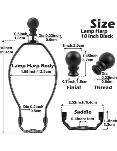 Soporte de lámpara Asjeumt 25.4 cm negro, juego de 2 piezas