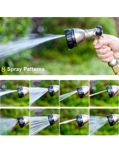 Boquilla de Manguera FANHAO Metal 8 Patrones Riego Jardín