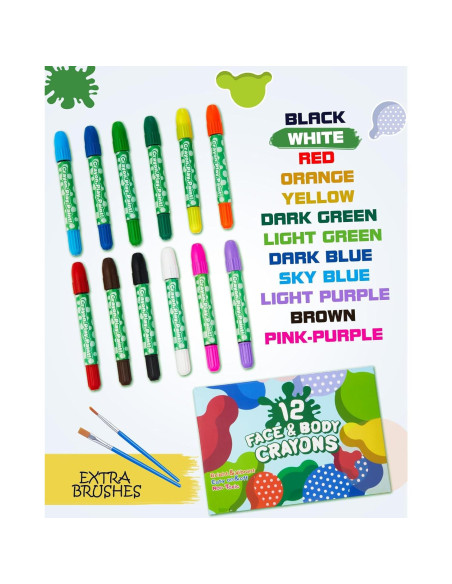 Kit de Pintura Facial Lictin 12 Colores Arcoíris - No Tóxico