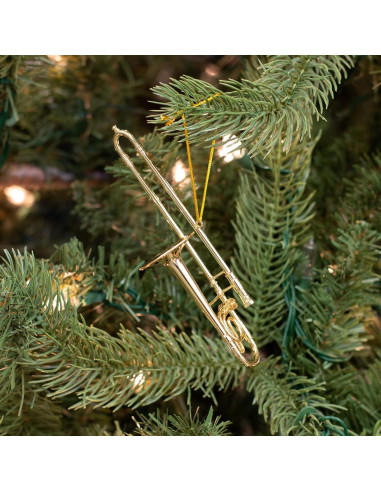 Adorno de Árbol de Navidad Trompeta de Oro Broadway Gifts 10 cm