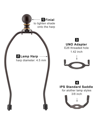 Juego de remates de lámpara Qc - 20,32 cm, 2 soportes