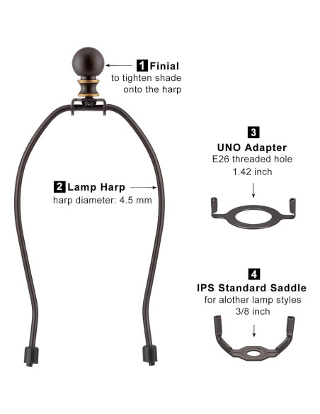 Juego de remates de lámpara Qc - 20,32 cm, 2 soportes