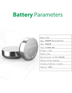 Paquete de 10 Baterías de Reloj LiCB SR626SW 1.55V Duraderas 2